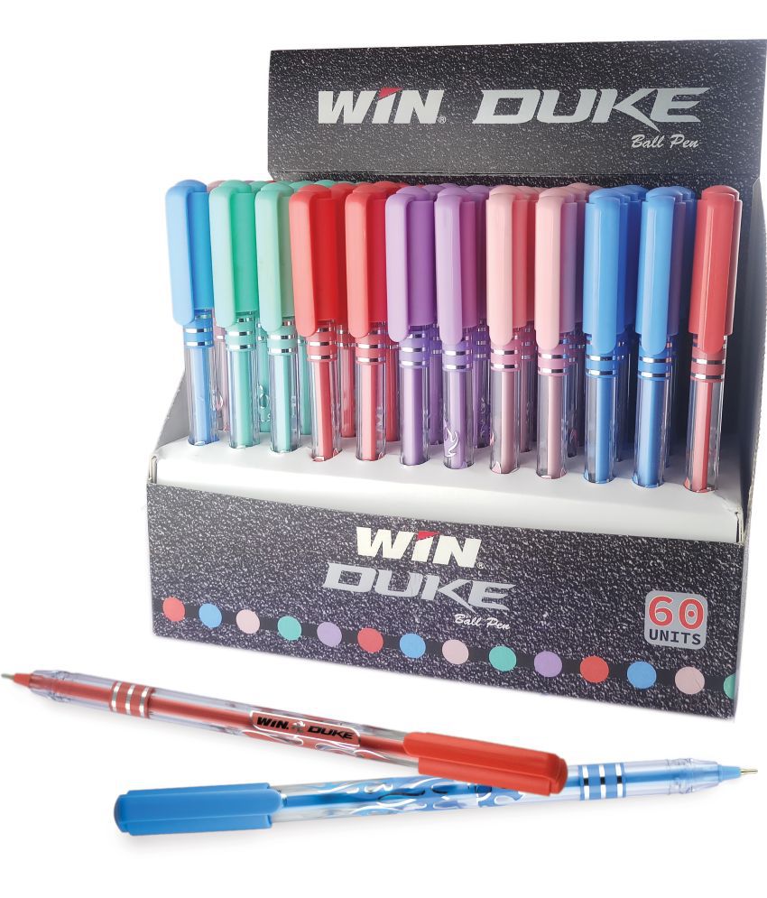     			Win Duke 60Pcs Blue Pens|Lightweight Design Body |Smooth Writing|School & Office Ball Pen (Pack of 60, Blue)