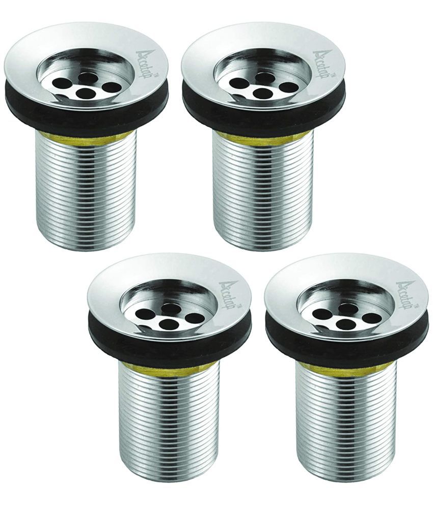     			Acetap Brass 32 mm Heavy Duty Full Thread Waste Coupling for Wash Basin, (Chrome) 3" INCH Pack of 4 Piece