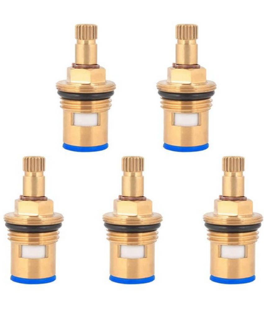     			Acetap Brass Ceramic Disc Cartridge Quarter Turn 1/2 Inch, Hot and Cold Bathroom Kitchen Tap Faucet Valve - Pack Of 5 Piece