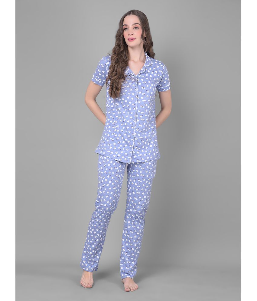     			Dollar Missy Blue Cotton Women's Nightwear Nightsuit Sets ( Pack of 1 )