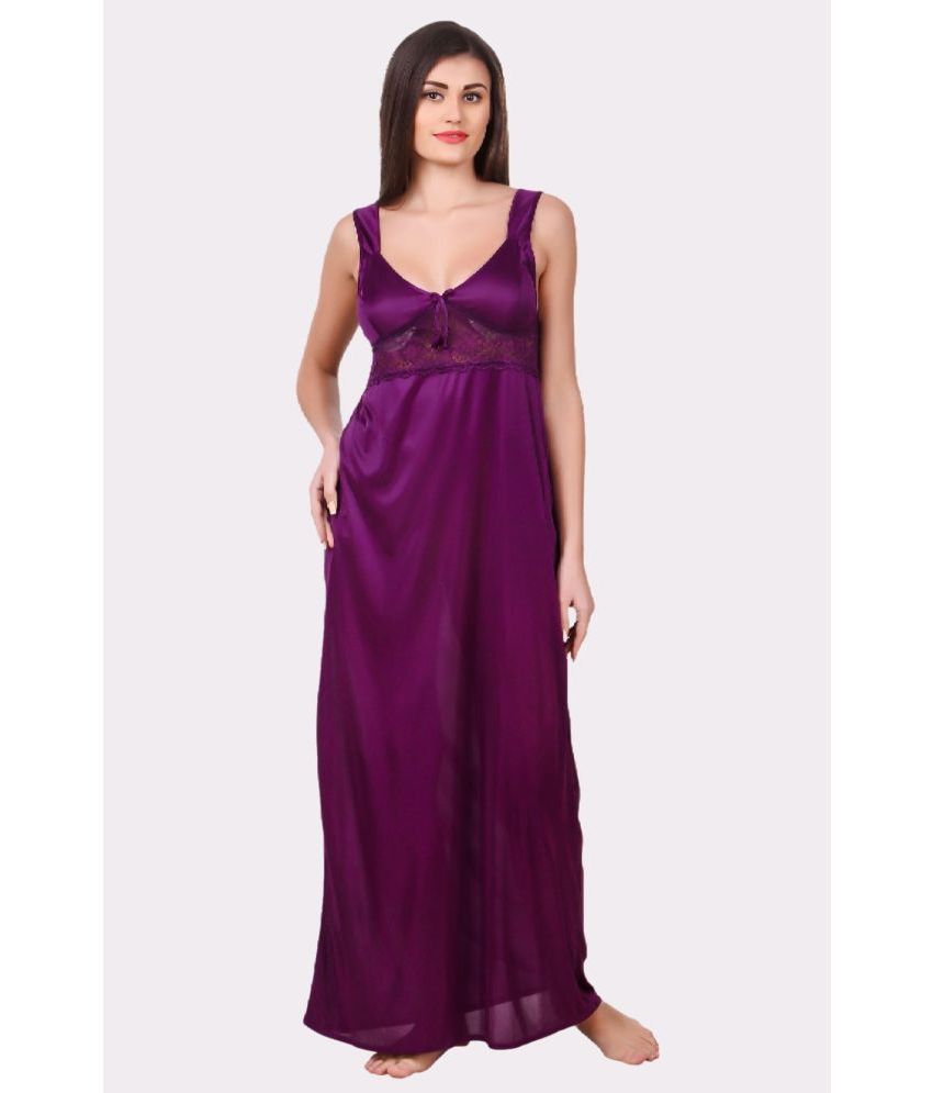     			Fasense Purple Satin Women's Nightwear Nighty & Night Gowns ( Pack of 1 )