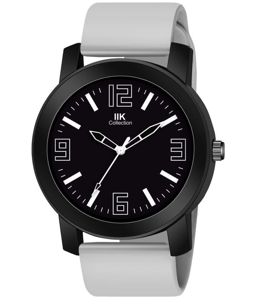     			IIK COLLECTION Light Grey Silicon Analog Men's Watch