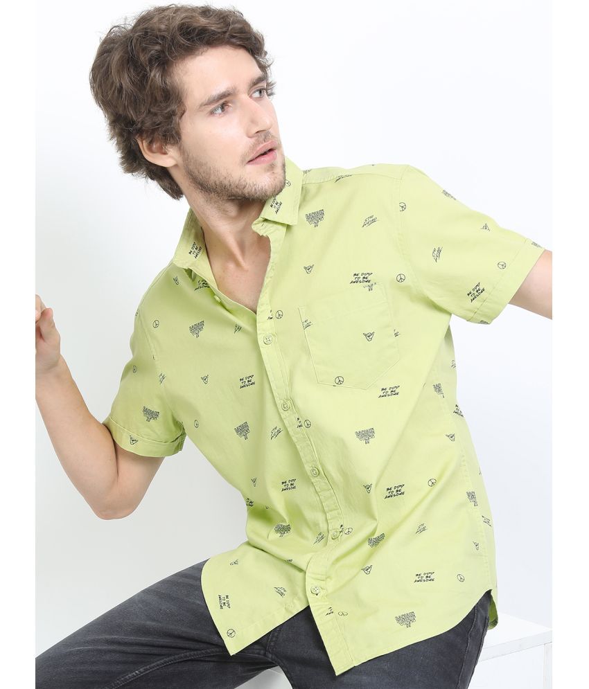     			Ketch 100% Cotton Regular Fit Printed Half Sleeves Men's Casual Shirt - Mint Green ( Pack of 1 )