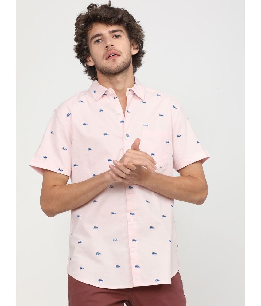     			Ketch 100% Cotton Regular Fit Printed Half Sleeves Men's Casual Shirt - Pink ( Pack of 1 )