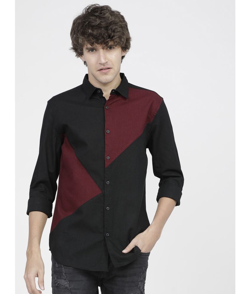     			Ketch Cotton Blend Regular Fit Colorblock Full Sleeves Men's Casual Shirt - Black ( Pack of 1 )