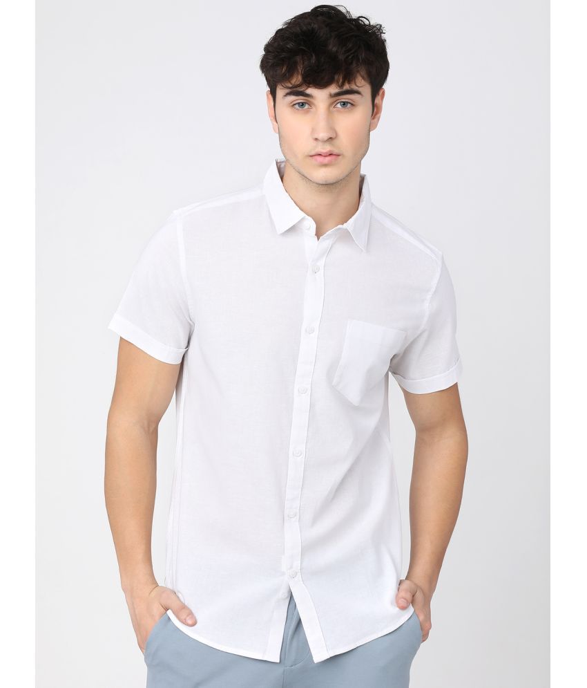     			Ketch Cotton Blend Regular Fit Solids Half Sleeves Men's Casual Shirt - white ( Pack of 1 )
