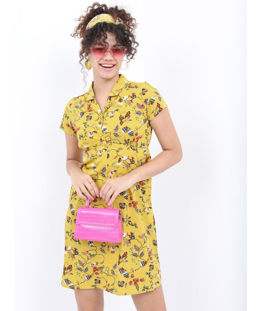     			Ketch Polyester Printed Mini Women's Fit & Flare Dress - Yellow ( Pack of 1 )