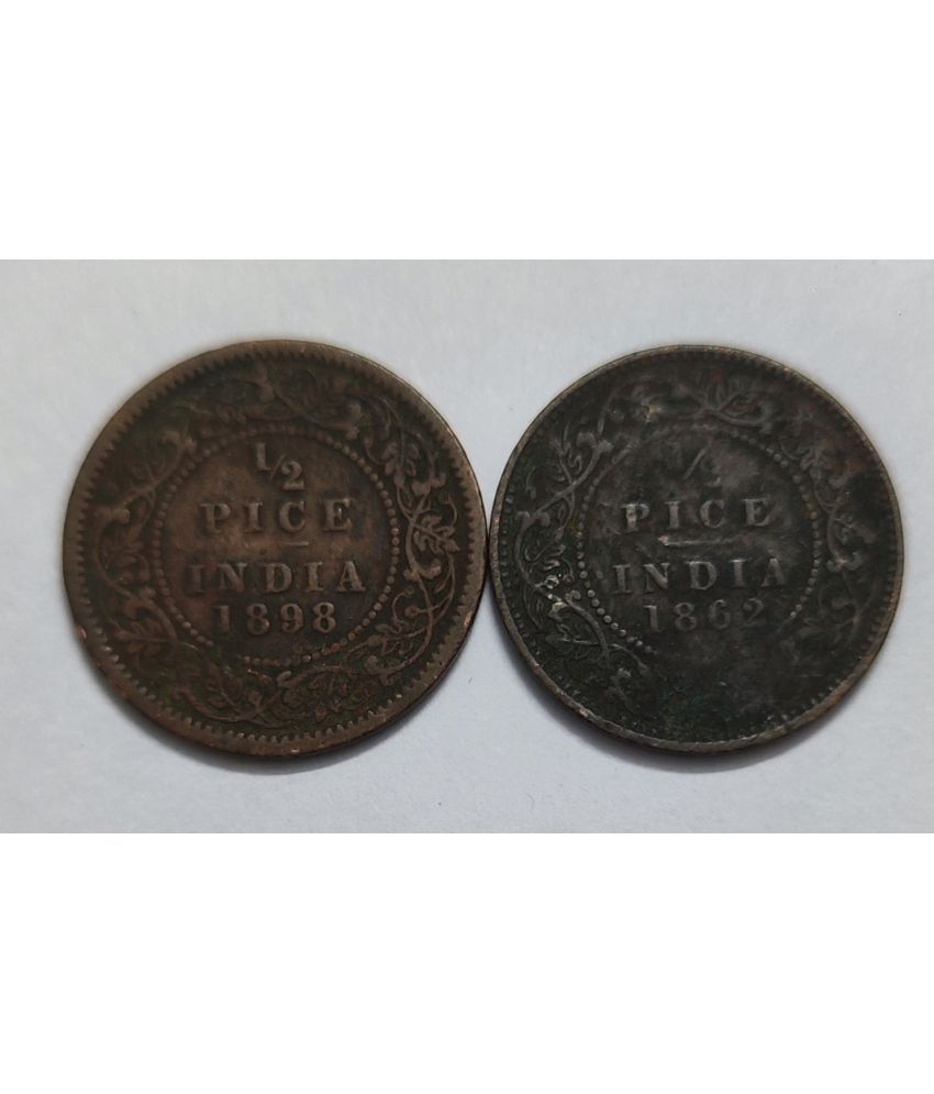     			Most Rare 1 Pice 1898 and 1862 Victor i a Quee n 2 Coins