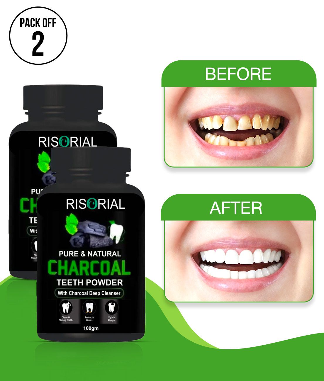     			Latibule Teeth Whitening - Charcoal - Tooth Powder Denture Oral Kit Pack of 2