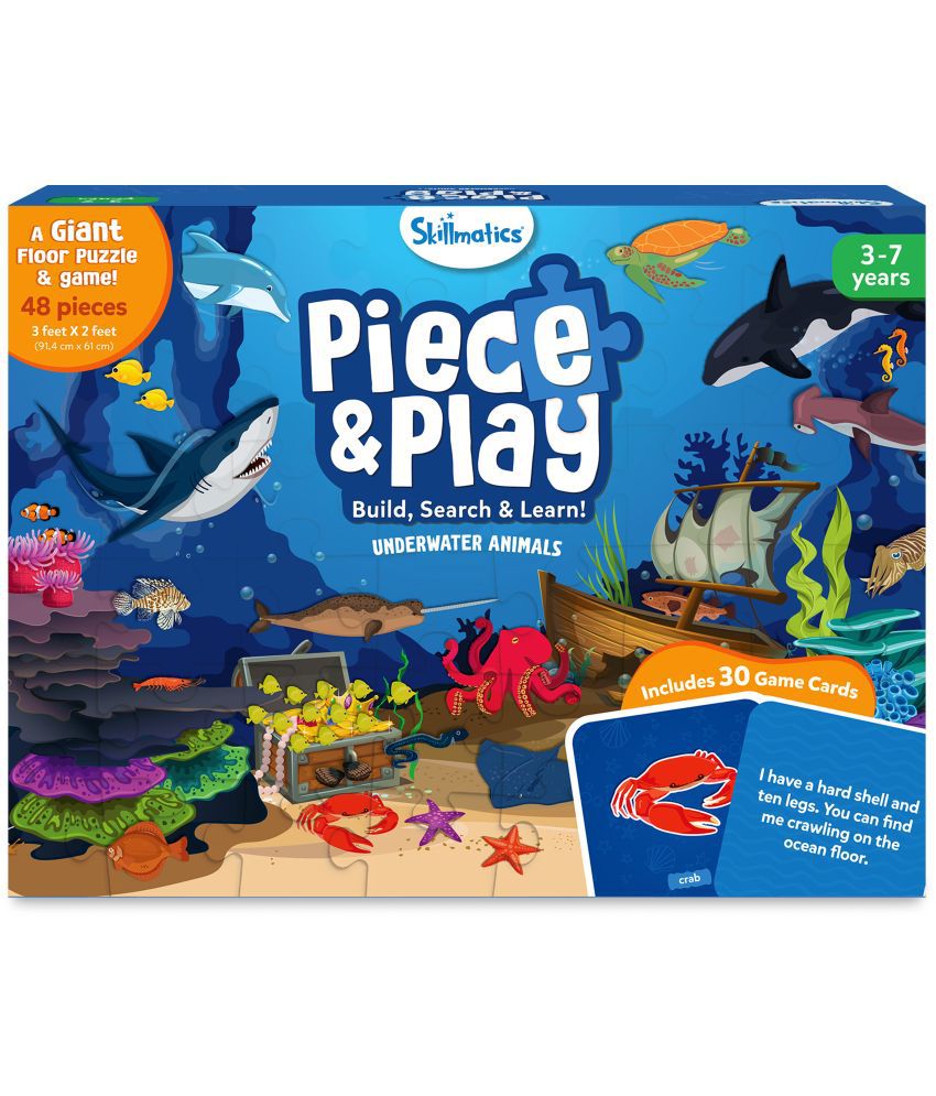     			Skillmatics Floor Puzzle & Game - Piece & Play Underwater Animals, Jigsaw & Toddler Puzzles, Educational Toy, Gifts for Boys & Girls Ages 3, 4, 5, 6, 7 (48 Pieces, 2 x 3 feet)