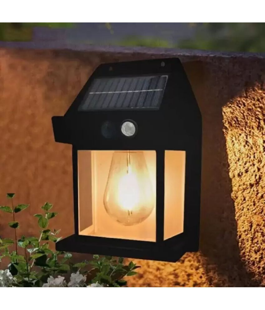     			Solar Self Charging Outdoor Wall Lantern 3 Modes Motion Sensor Light Black - Pack of 1