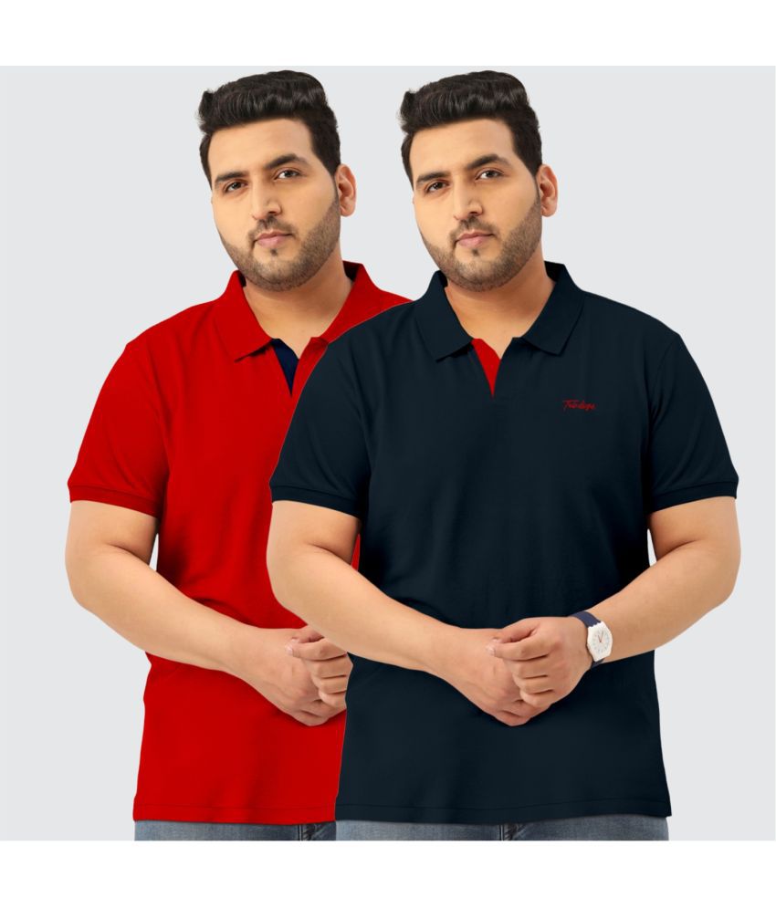     			TAB91 Cotton Regular Fit Solid Half Sleeves Men's Polo T Shirt - Navy ( Pack of 2 )