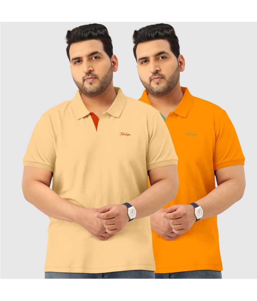     			TAB91 Pack of 2 Cotton Regular Fit Solid Half Sleeves Men's Polo T Shirt ( Beige )