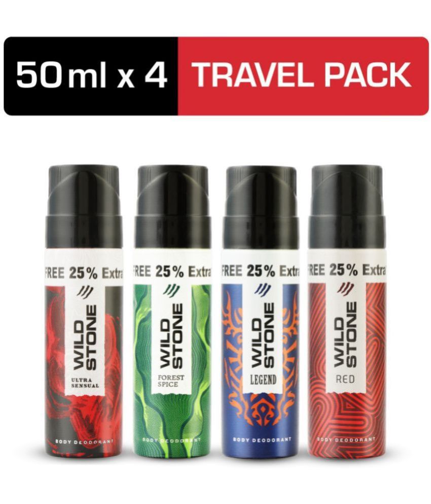    			Wild Stone Forest Spice, Legend, Ultra Sensual & Red Travel Pack (50ml each) Deodorant Spray - For Men