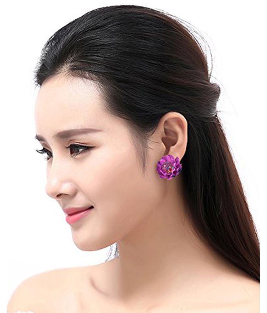     			YOUBELLA Purple Danglers Earrings ( Pack of 1 )