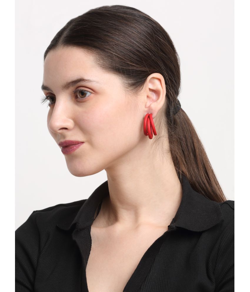     			YOUBELLA Red Danglers Earrings ( Pack of 1 )