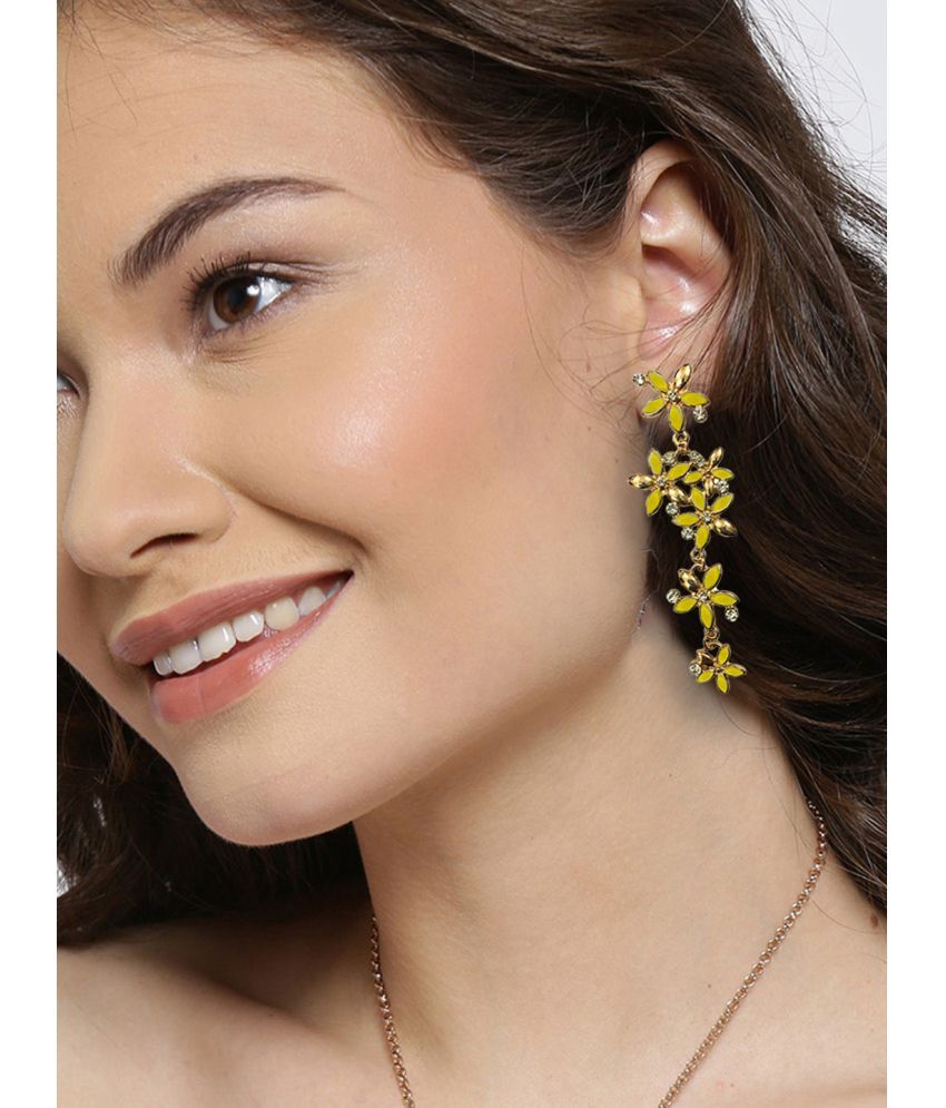     			YOUBELLA Yellow Danglers Earrings ( Pack of 1 )