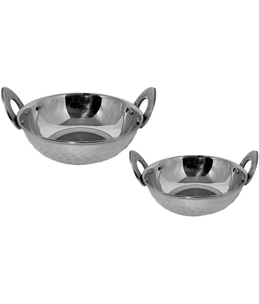     			A & H ENTERPRISES Kadai for Serving Gravy daal Silver Serving Kadai ( Set of 1 )