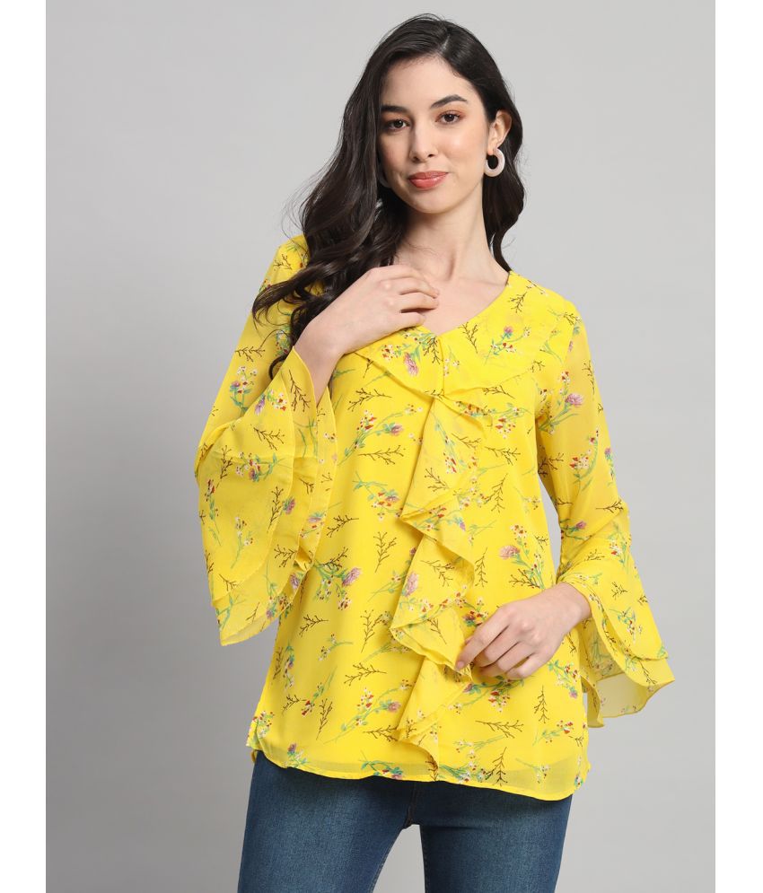     			Curvydrobe Yellow Georgette Women's A-Line Top ( Pack of 1 )