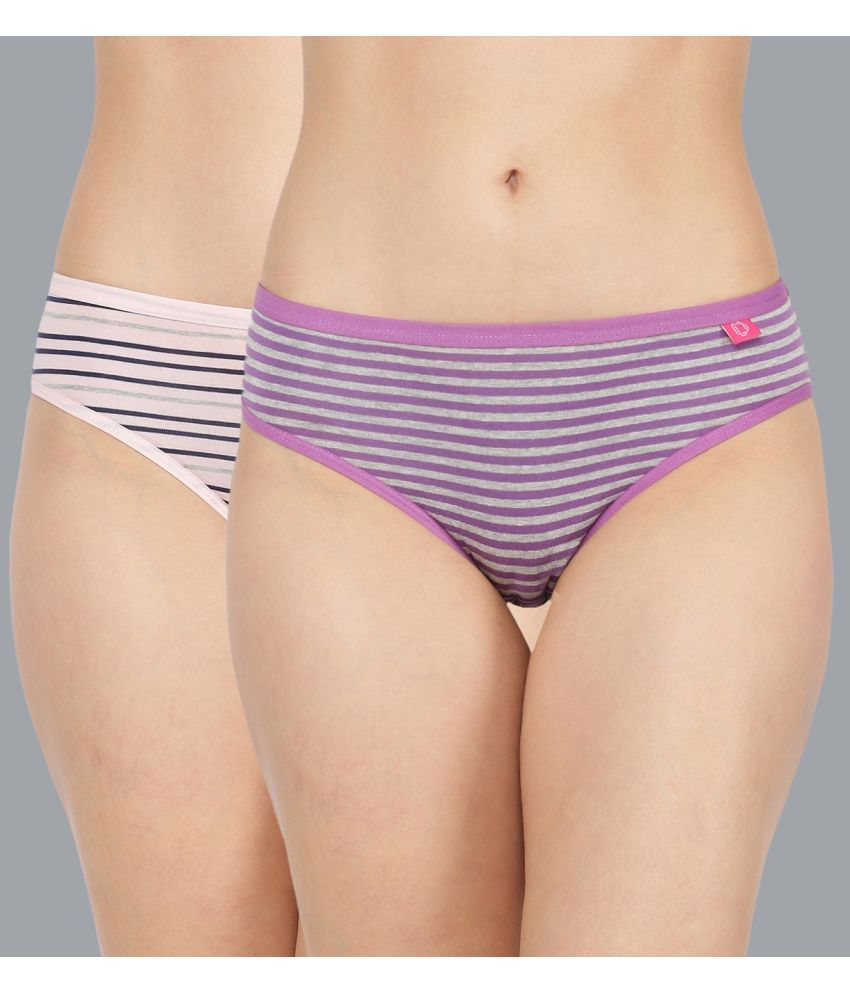     			Dollar Missy Pack of 2 Cotton Striped Women's Hipster ( Multi Color )