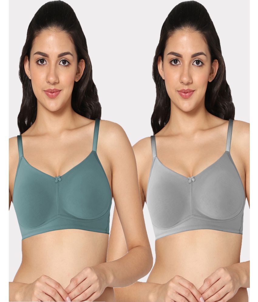     			IN CARE LINGERIE Pack of 2 Lycra Non Padded Women's T-Shirt Bra ( Multicolor )