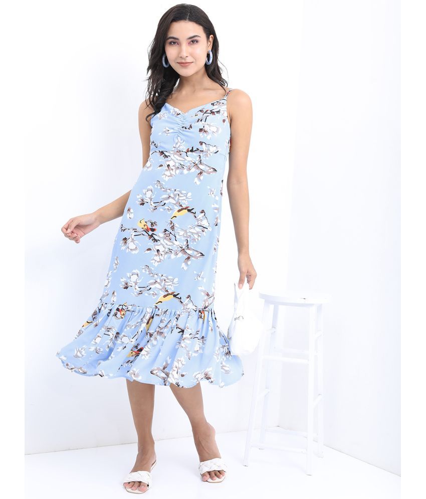     			Ketch Polyester Printed Midi Women's A-line Dress - Blue ( Pack of 1 )