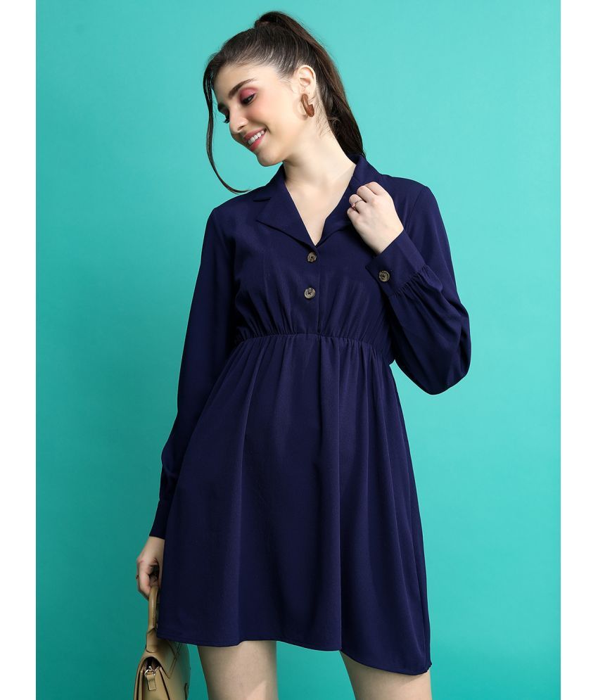     			Ketch Polyester Solid Mini Women's Fit & Flare Dress - Navy Blue ( Pack of 1 )