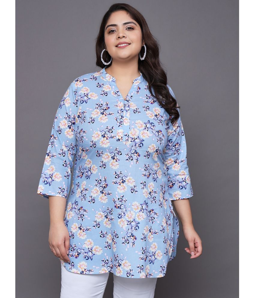     			Tissu Cotton Printed Straight Women's Kurti - Blue ( Pack of 1 )