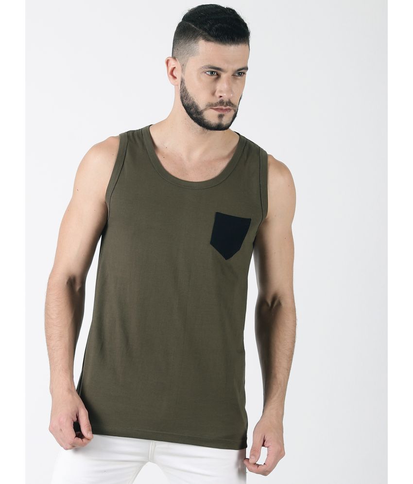     			Trends Tower Olive Cotton Men's Vest ( Pack of 1 )