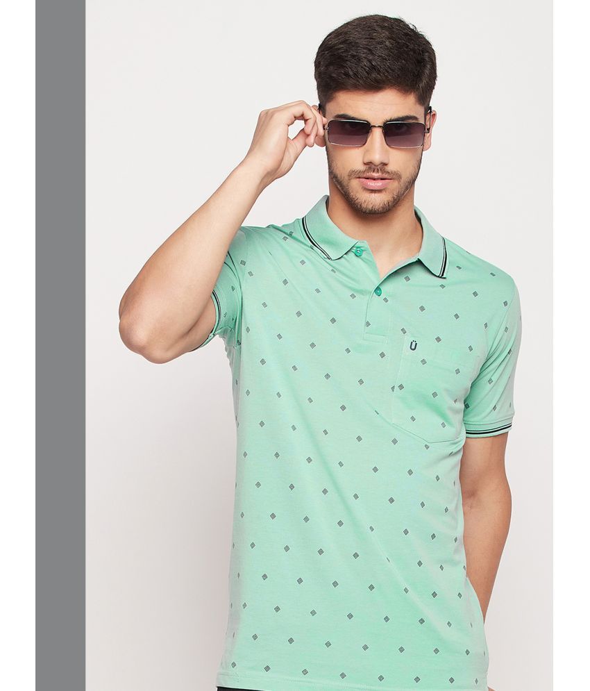     			UNIBERRY Pack of 1 Cotton Blend Regular Fit Printed Half Sleeves Men's Polo T Shirt ( Mint Green )