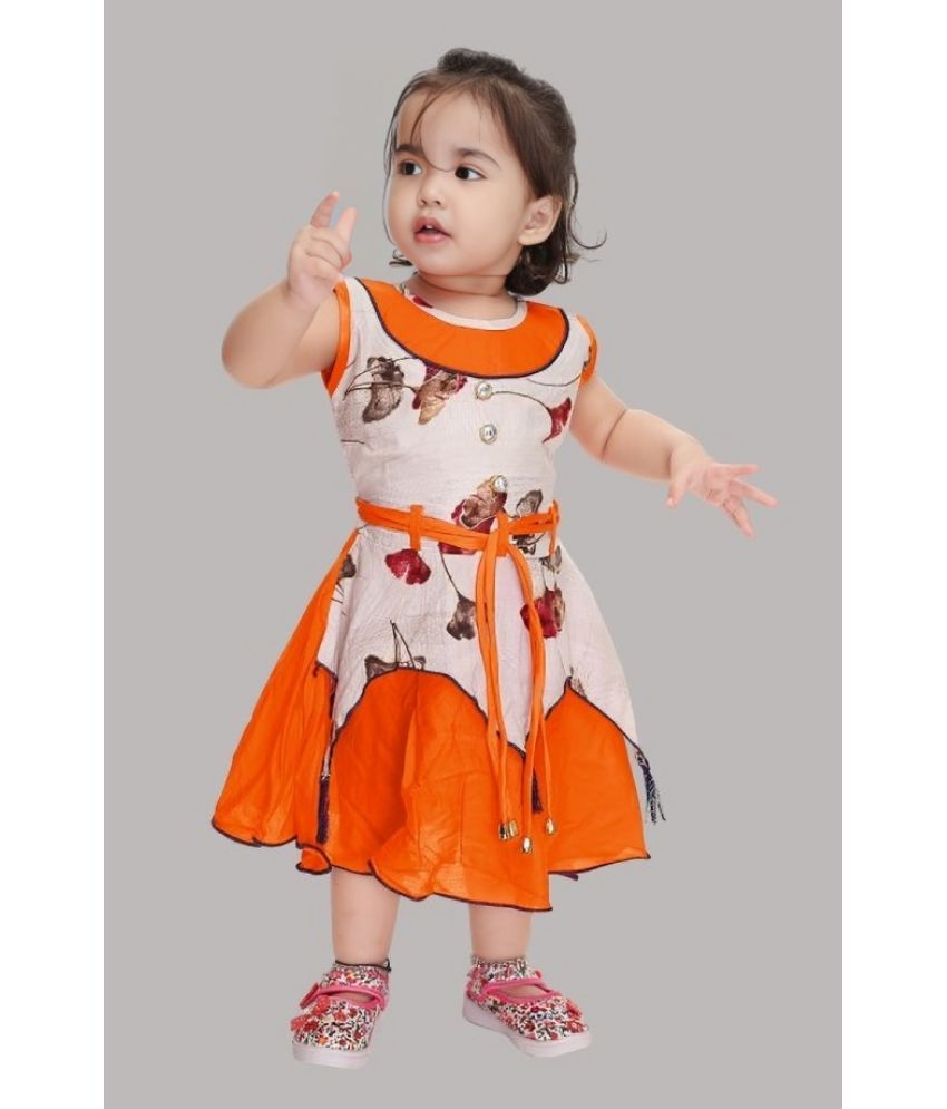     			s muktar garments Orange Rayon Girls Frock ( Pack of 1 )