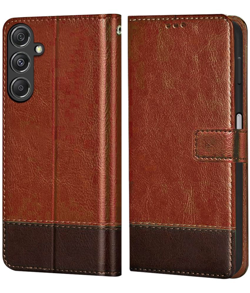     			Fashionury Brown Flip Cover Leather Compatible For Samsung Galaxy M34 5G ( Pack of 1 )
