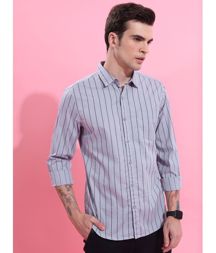     			Ketch 100% Cotton Regular Fit Striped Full Sleeves Men's Casual Shirt - Purple ( Pack of 1 )
