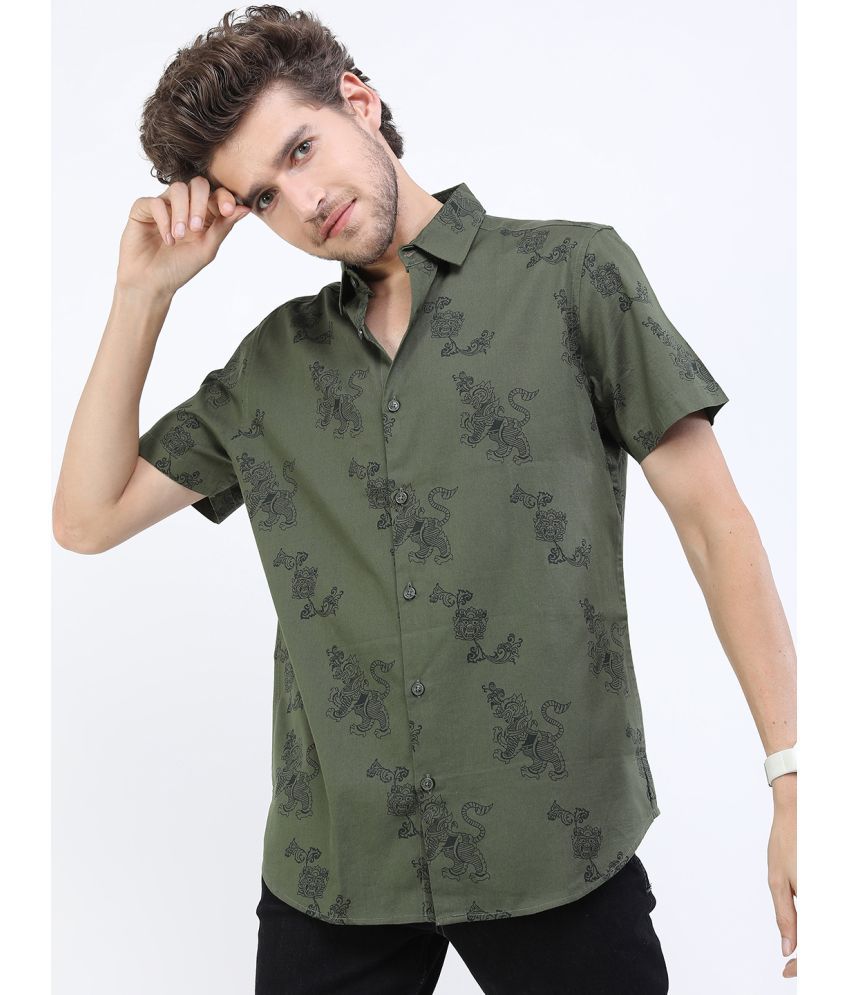     			Ketch 100% Cotton Regular Fit Printed Half Sleeves Men's Casual Shirt - Olive ( Pack of 1 )