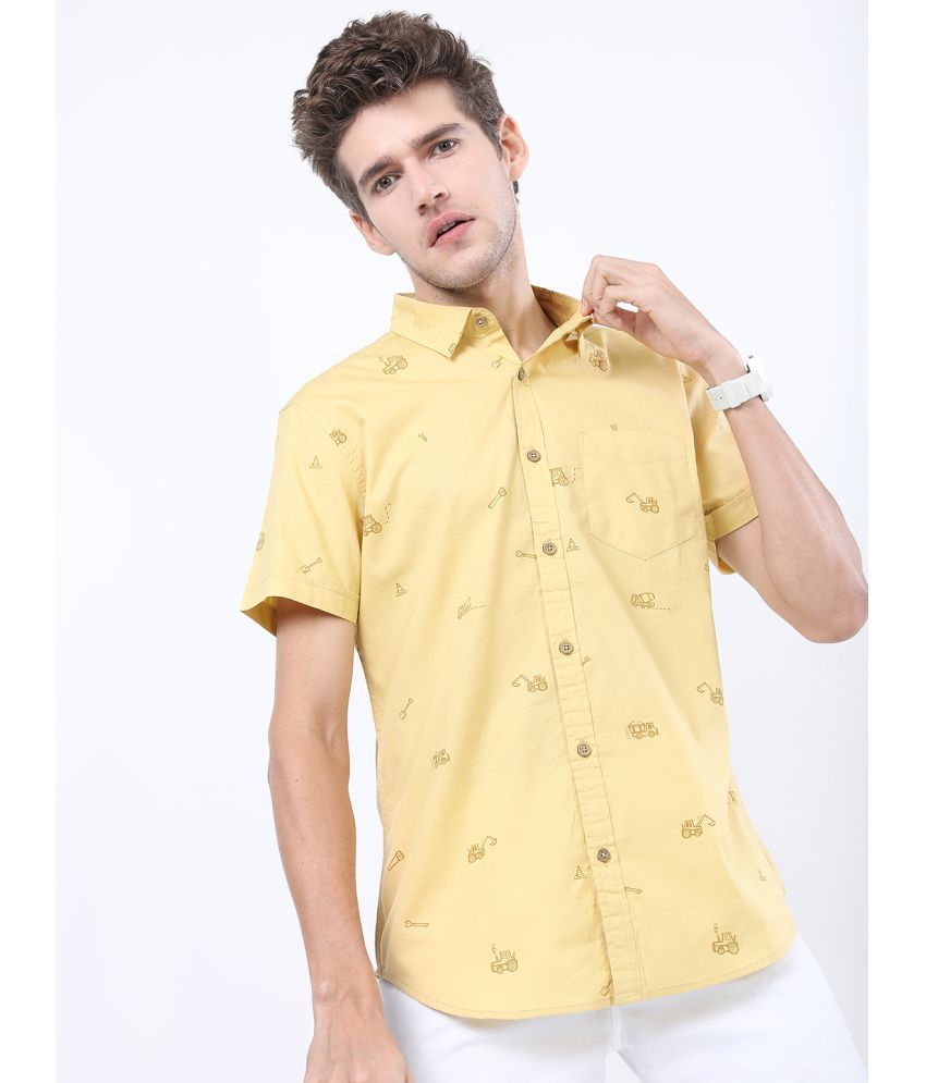     			Ketch 100% Cotton Regular Fit Printed Half Sleeves Men's Casual Shirt - Yellow ( Pack of 1 )