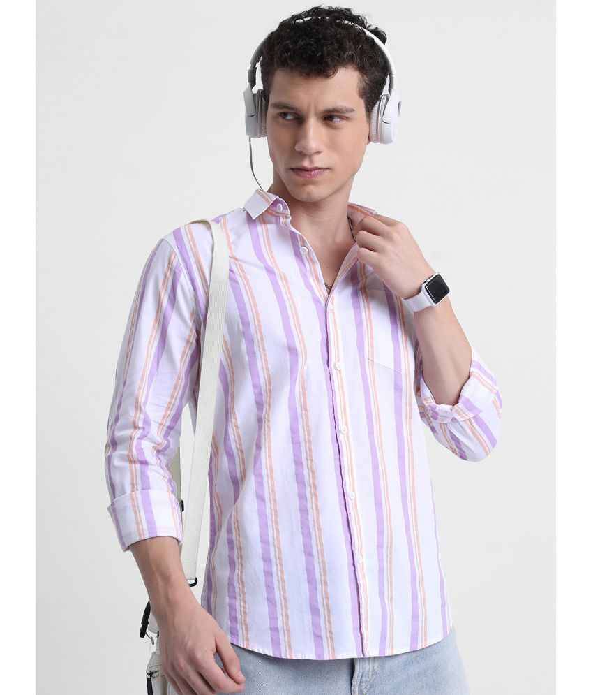     			Ketch 100% Cotton Regular Fit Striped Full Sleeves Men's Casual Shirt - white ( Pack of 1 )