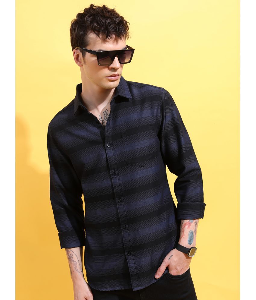     			Ketch Cotton Blend Regular Fit Striped Full Sleeves Men's Casual Shirt - Black ( Pack of 1 )