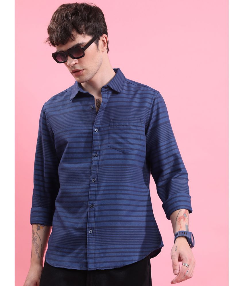     			Ketch Cotton Blend Regular Fit Striped Full Sleeves Men's Casual Shirt - Navy Blue ( Pack of 1 )