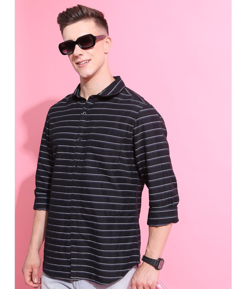     			Ketch Cotton Blend Regular Fit Striped Full Sleeves Men's Casual Shirt - Black ( Pack of 1 )