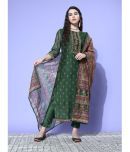 Varanga Chanderi Printed Kurti With Pants Women's Stitched Salwar Suit - Green ( Pack of 1 )