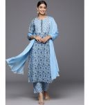 Varanga Cotton Printed Kurti With Pants Women's Stitched Salwar Suit - Blue ( Pack of 1 )