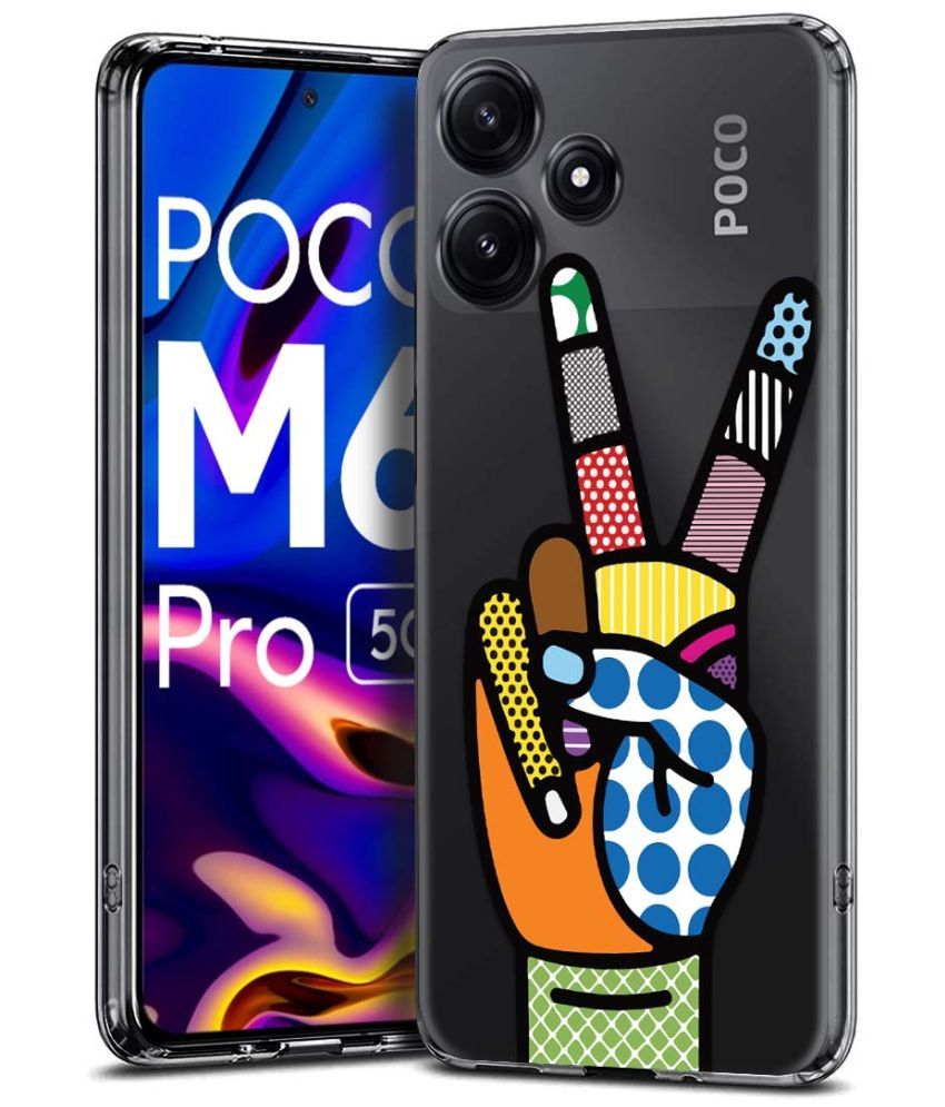     			Fashionury Multicolor Printed Back Cover Silicon Compatible For Poco M6 Pro ( Pack of 1 )