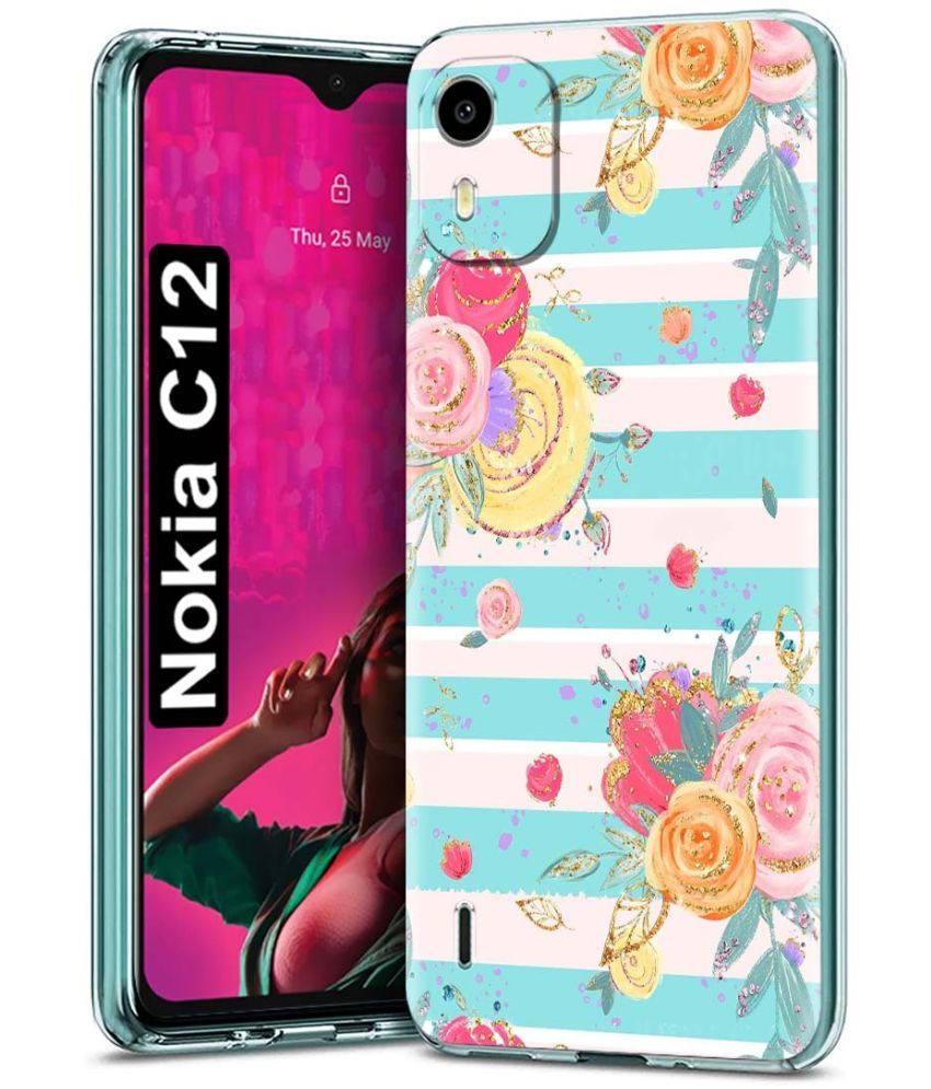     			Fashionury Multicolor Printed Back Cover Silicon Compatible For Nokia C12 ( Pack of 1 )