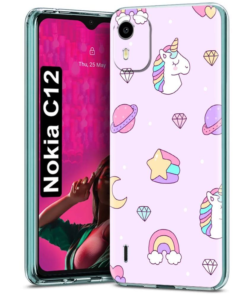     			Fashionury Multicolor Printed Back Cover Silicon Compatible For Nokia C12 ( Pack of 1 )