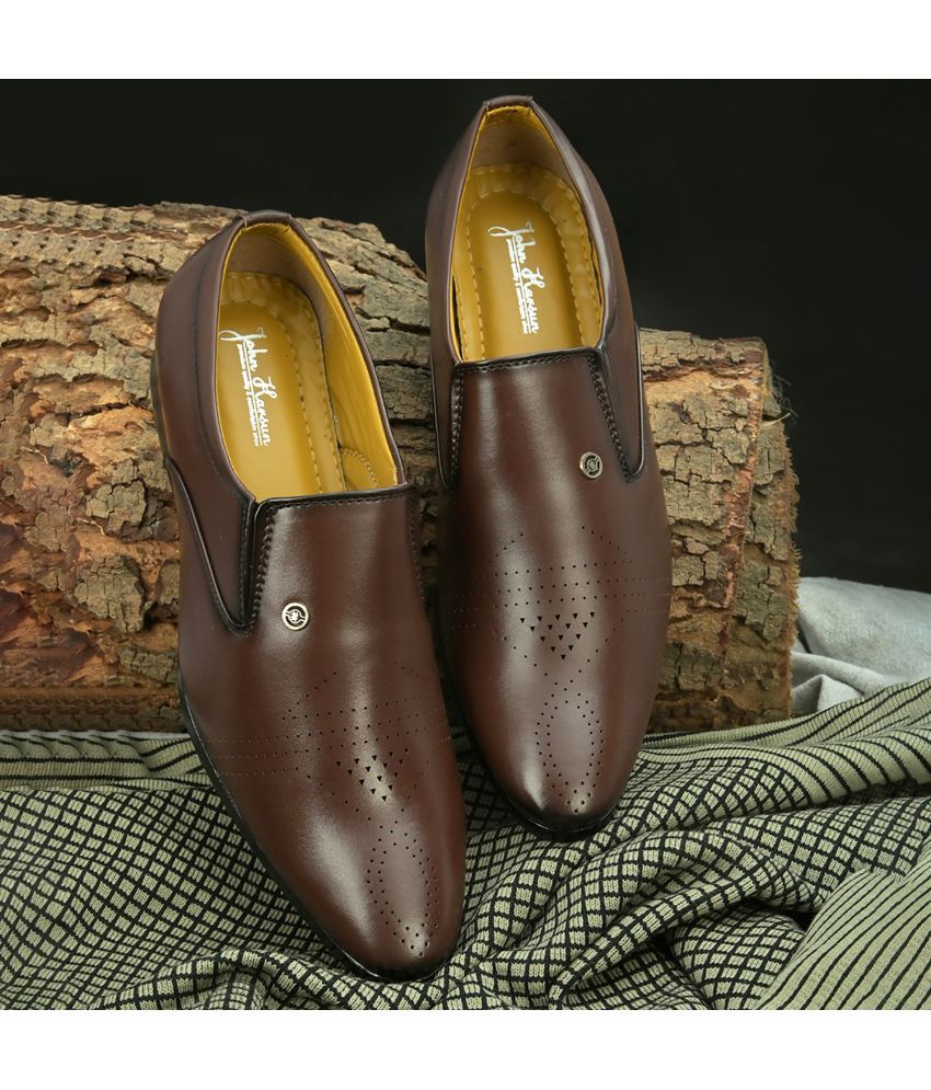     			John Karsun Brown Men's Slip On Formal Shoes