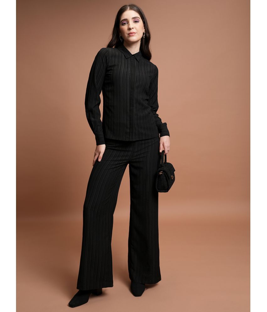     			Ketch Black Striped Pant Top Set