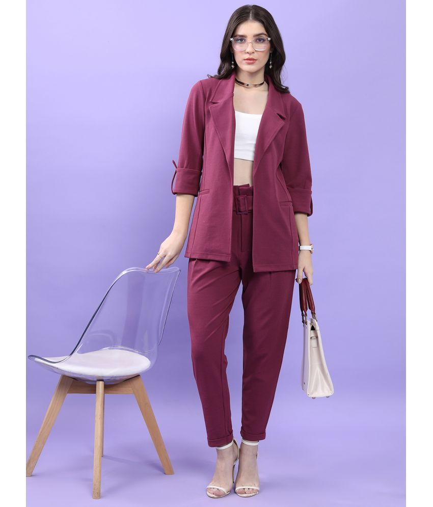     			Ketch Purple Solid Pant Top Set