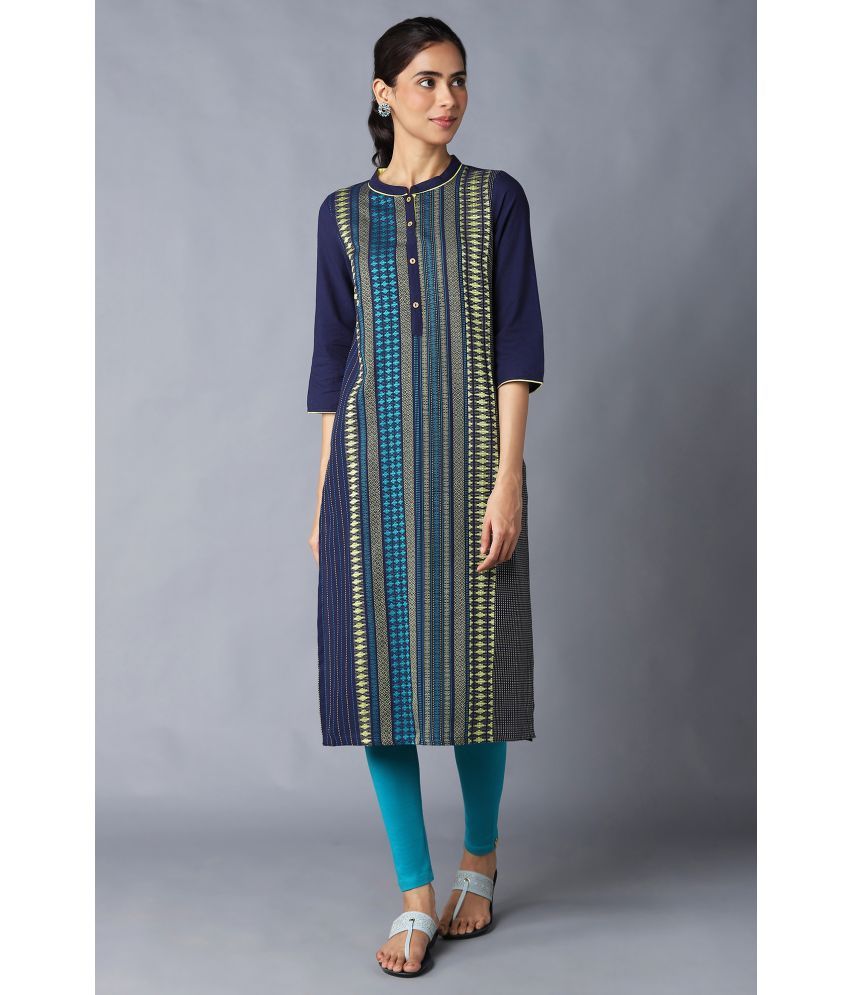     			Aurelia Cotton Printed Straight Women's Kurti - Navy ( Pack of 1 )