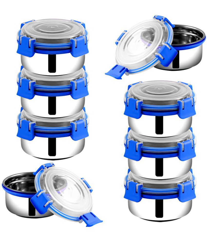    			BOWLMAN Smart Clip Lock Steel Dark Blue Food Container ( Set of 8 )