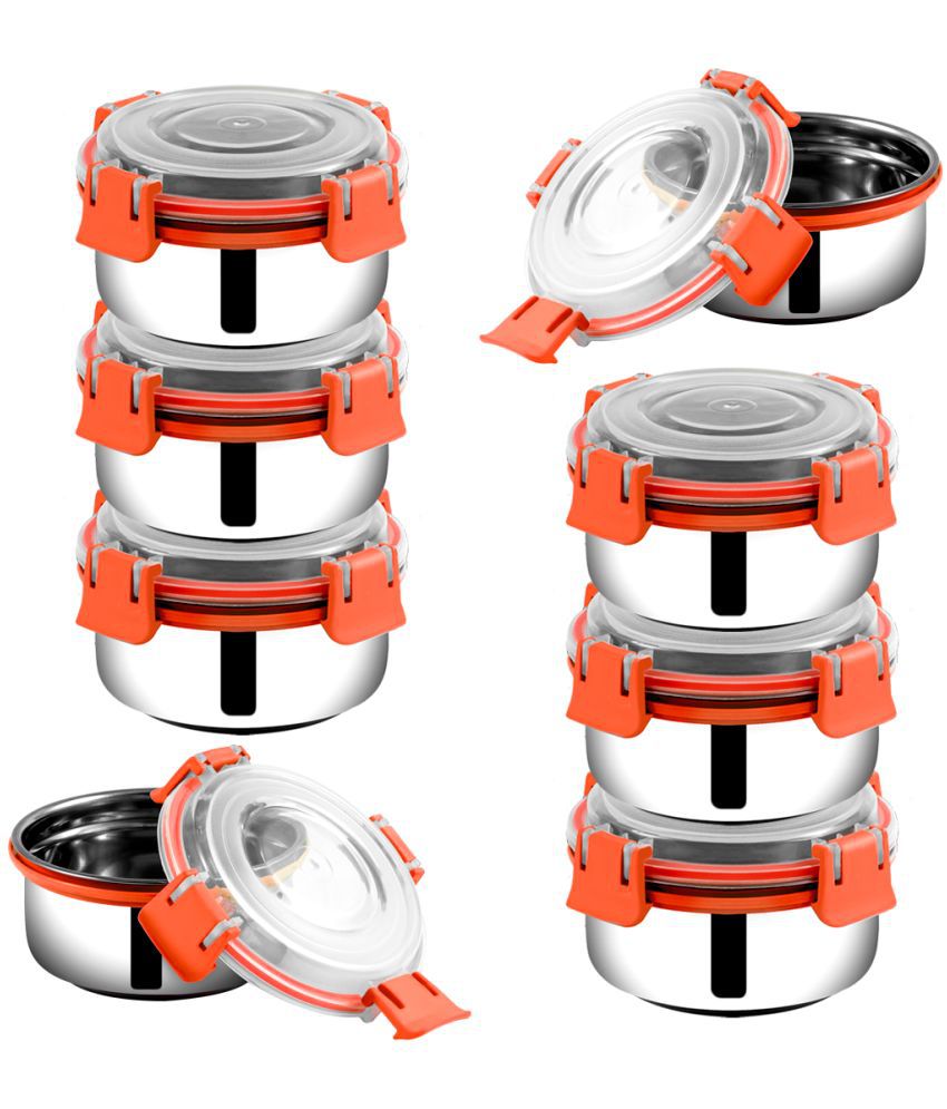     			BOWLMAN Smart Clip Lock Steel Orange Food Container ( Set of 8 )
